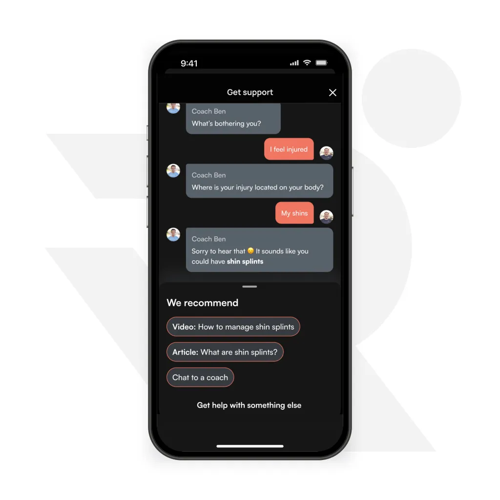 Phone mockup with Runna app screenshot.