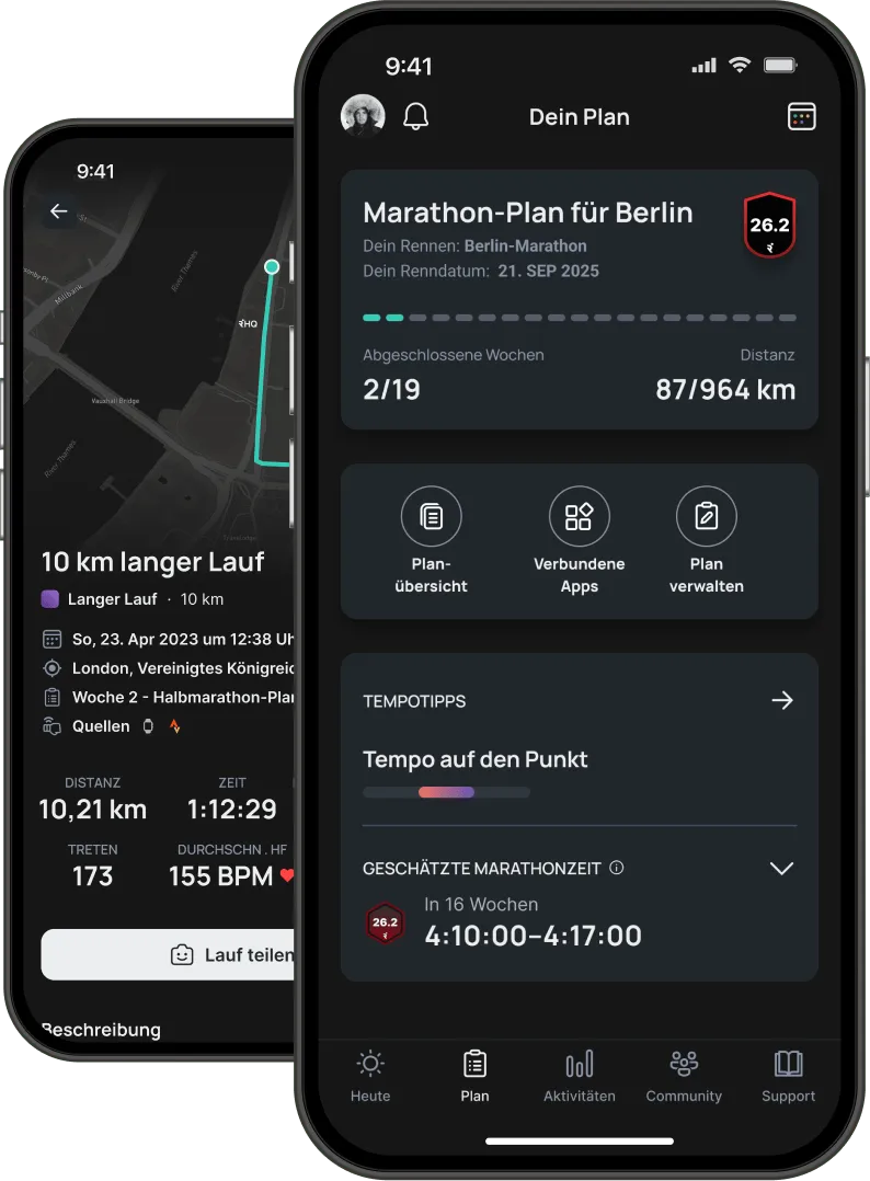 Phone mockup with Runna app screenshot.