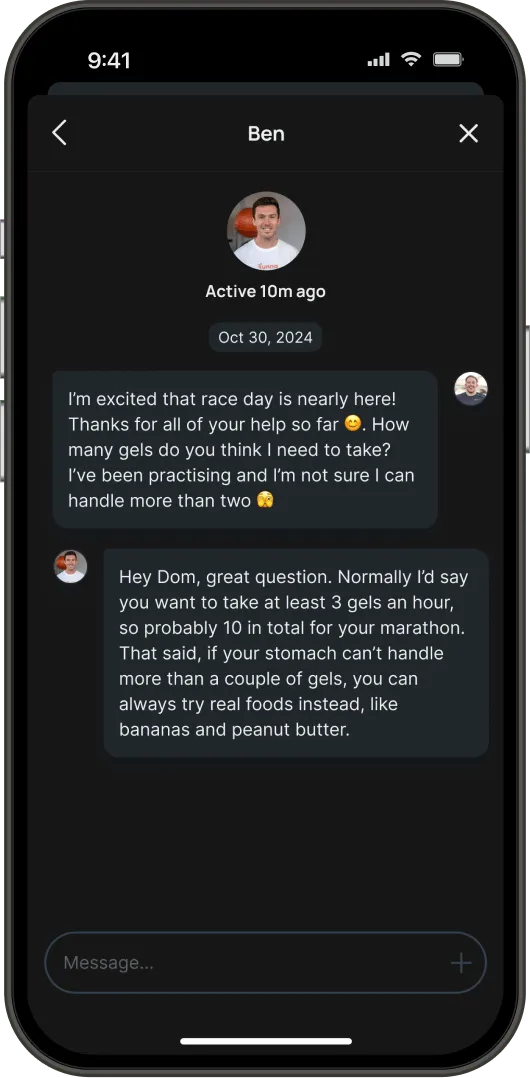 Phone mockup with Runna app screenshot.