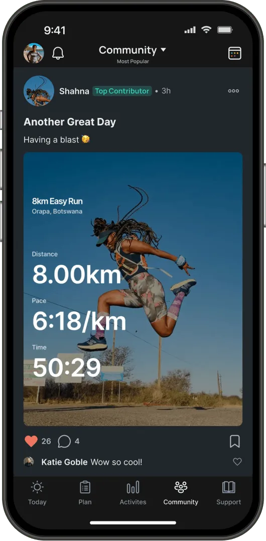 Phone mockup with Runna app screenshot.