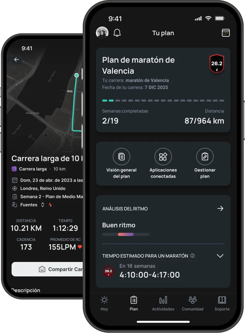 Phone mockup with Runna app screenshot.
