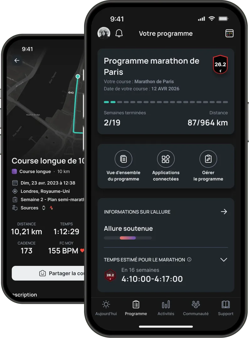 Phone mockup with Runna app screenshot.