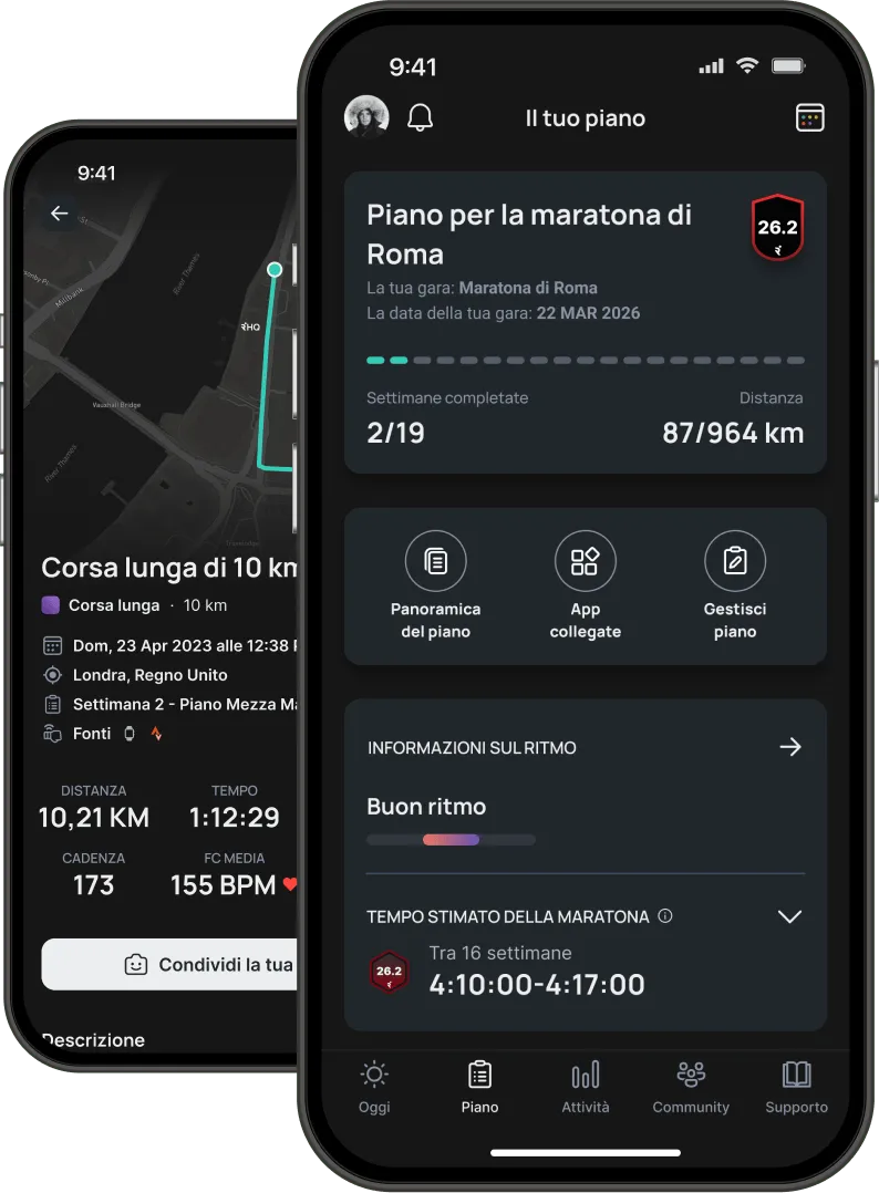 Phone mockup with Runna app screenshot.